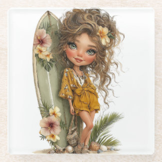 SÜSSE WHIMSICAL SOMMER THEMEN Mädchen Glasuntersetzer