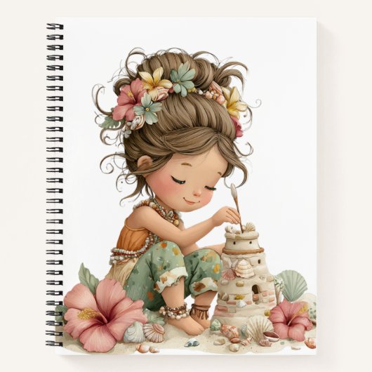 SÜSSE WHIMSICAL SOMMERLICHES MÄDCHEN MIT BLUMEN NOTIZBLOCK (Vorderseite)