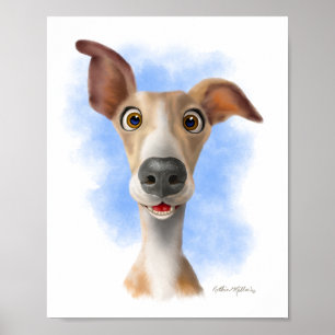 Süße Whippet-Cartoon Poster