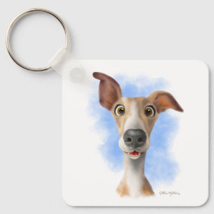 Süße Whippet-Cartoon Schlüsselanhänger