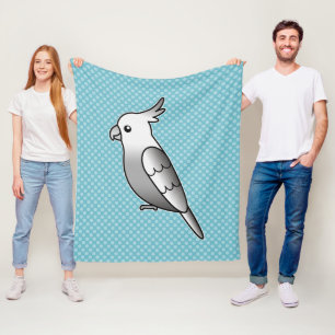Süße Whiteface-Cockatiel-Cartoon-Vogel-Illustratio Fleecedecke