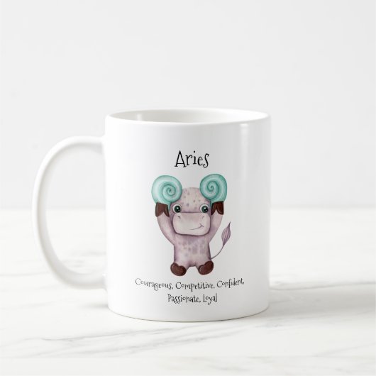 Süße Widder-Widder-Wasserfarbe Stier Sternzeichen- Kaffeetasse (Links)