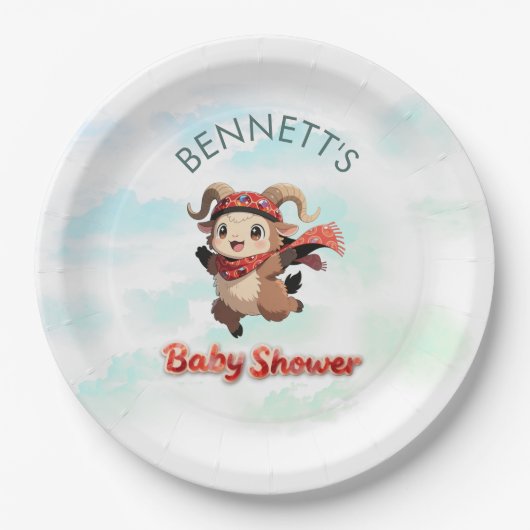 Süße Widder-Winter-Baby-Party-Papierplatte Pappteller (Vorderseite)
