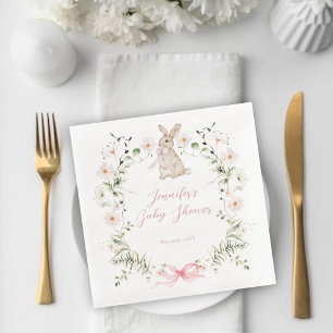 Süße Wiesenkaninchen-Wildblumen-Schleifen-Baby-Par Serviette