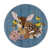 Süße Wildblumen Rehbaby Blaue Waldtiere Schneidebrett (Vorderseite)