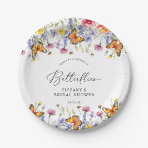 Süße Wildblumen Schmetterlinge Florale Hochzeitsdu Pappteller