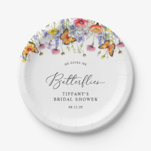 Süße Wildblumen Schmetterlinge Florale Hochzeitsdu Pappteller