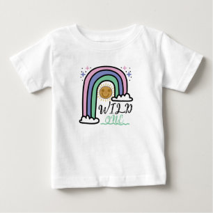 Süße Wilde Eins Regenbogen Sonne Erster Geburtstag Baby T-shirt