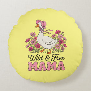 Süße wilde freie Gans Mama Rundes Kissen