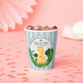 Süße wilde Giraffen-Zwillinge Safari-Dschungel 1. Pappbecher
