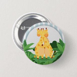 Süße wilde Giraffen-Zwillinge Safari-Dschungel-Dop Button