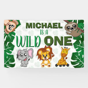 Süße wilde Jungle Safari Tiere erste Geburtstag Banner