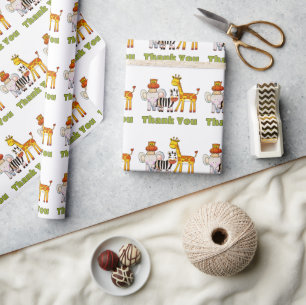 Süße wilde Safari-Tiere Dschungel Dankeschön Geschenkpapier