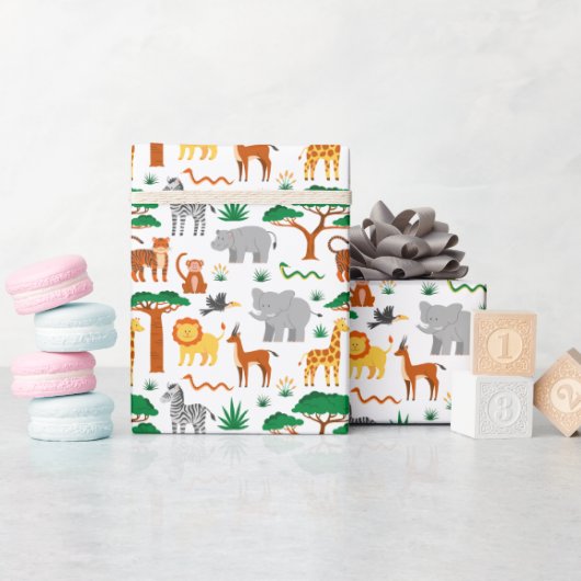 Süße wilde Tiere Kinder Geschenkpapier (Babyparty)