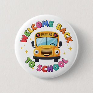 Süße Willkommen zurück zur Schulbus Button