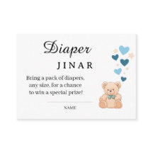 Süße Windel-Raffelkarte für Baby Shower