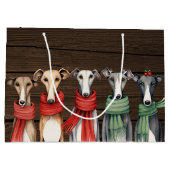 Süße Windhunde in Schals Große Geschenktüte (Rückseite)