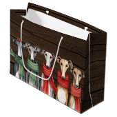 Süße Windhunde in Schals Große Geschenktüte (Vorderseite Schrägansicht)