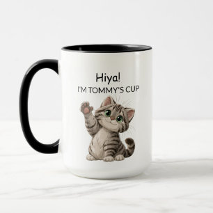 Süße winkende getigerte Kätzchen-Katze-Tasse Per Tasse