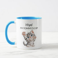 Süße winkende getigerte Kätzchen-Katze-Tasse | Per