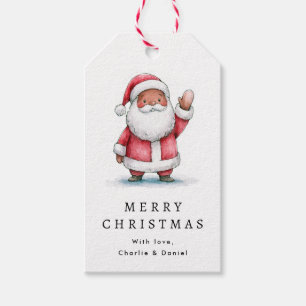 Süße winkende Santa-Illustration Frohe Weihnachten Geschenkanhänger