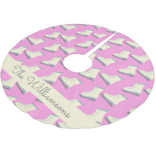 Süße Winter-Eislaufschuhe Muster Rosa Personalisie Polyester Weihnachtsbaumdecke