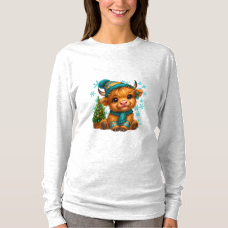 Süße Winter Highland-Kuh-Weihnachtskunst – Cozy Ba T-Shirt