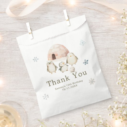 Süße Winter-Pinguin-Geburtstagsfeier Geschenktütchen (Ausgeschnitten)