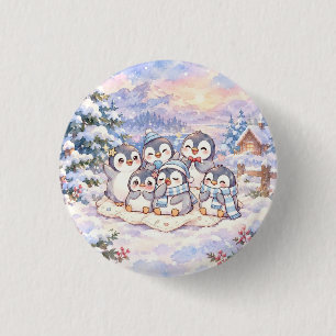 Süße Winter-Pinguine Knopf Button
