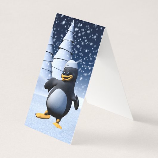 Süße Winter-Seemann-Pinguin-Schnee-Feiertag-Kunst (Vorderseite)
