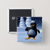 Süße Winter-Seemann-Pinguin-Schnee-Feiertag-Kunst Button (Vorne & Hinten)