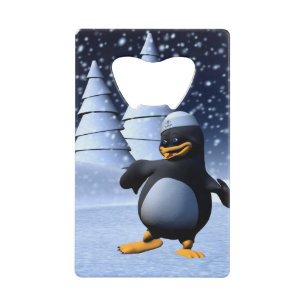 Süße Winter-Seemann-Pinguin-Schnee-Feiertag-Kunst Kreditkarten Flaschenöffner