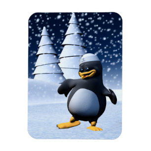 Süße Winter-Seemann-Pinguin-Schnee-Feiertag-Kunst Magnet