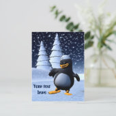 Süße Winter-Seemann-Pinguin-Schnee-Feiertag-Kunst Postkarte (Stehend Vorderseite)