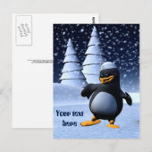 Süße Winter-Seemann-Pinguin-Schnee-Feiertag-Kunst Postkarte (Vorne/Hinten)