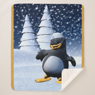 Süße Winter-Seemann-Pinguin-Schnee-Feiertag-Kunst Sherpadecke