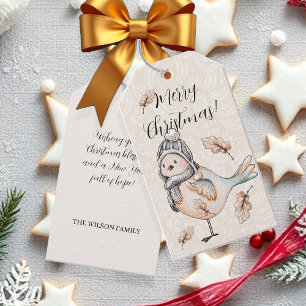Süße Winter-Spatzen-Illustration Geschenkanhänger