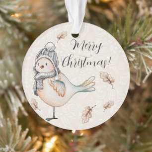 Süße Winter-Spatzen-Illustration Ornament