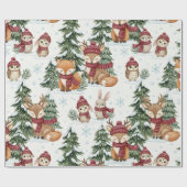 Süße Winter-Waldtiere Weihnachtsmuster Geschenkpapier (Flach)