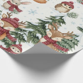 Süße Winter-Waldtiere Weihnachtsmuster Geschenkpapier (Ecke)