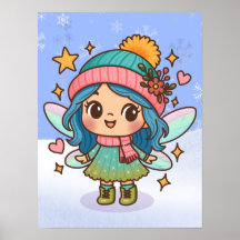 Süße Winterfee Kawaii Pastell Fantasy Kunst