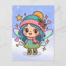 Süße Winterfee Kawaii Pastell Fantasy Kunst