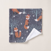 Süße Winterfüchse Badhandtuch Set (Waschlappen)