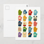 Süße Winterhandschuh-Collage Postkarte (Vorne/Hinten)