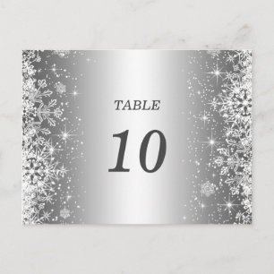 Süße Winterhochzeit-Tischnummer-Postkarte Postkarte