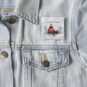 Süße Winterhütte benutzerdefinierte Weihnachten Fe Button