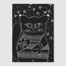 Süße Winterkatze im Pullover, magnetische Feiertag