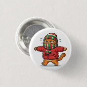 Süße Winterkatze mit Schal Knopf Button (Vorne & Hinten)