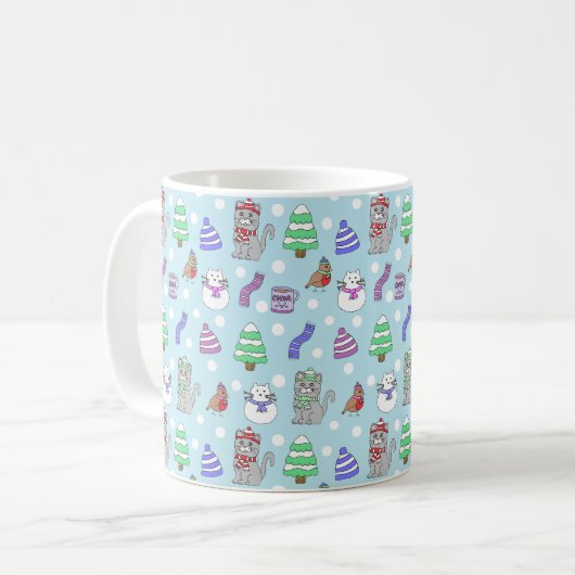 Süße Winterkatzen-Collage Kaffeetasse (Vorderseite Links)