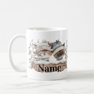 Süße Winterkatzen personalisiert Kaffeetasse